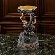 Подсвечник «Рыбы» из бронзы и змеевика — необычный подарок — фотография 1