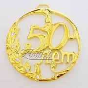 Юбилейная медаль «50 лет» с фианитом — красивый подарок — фотография 4