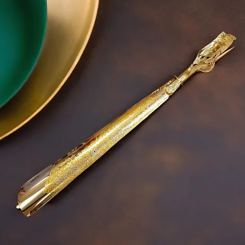 В подарок: Декоративная обувная ложка "Сова". Позолоченная