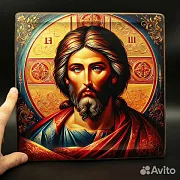 На память: Икона "Христос Вседержитель" дерево, ручная работа — фотография 1