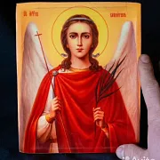 На память: Ангел Хранитель" икона деревянная с ковчегом — фотография 1