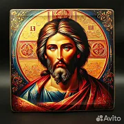 На память: Икона "Христос Вседержитель" дерево, ручная работа — фотография 4