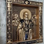 Резная Икона Св. Николай Чудотворец — красивый подарок — фотография 6
