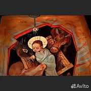 Икона деревянная "Рождество Христово" — красивый подарок — фотография 5