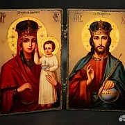 В подарок: Складень деревянный. Венчальная пара Богоматерь и — фотография 1