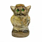 Каменная фигурка «Кот в кепке» с кальцитом — красивый подарок — фотография 3