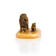 На память: Бронзовая композиция «Лев и львёнок» на ониксе — фотография 3