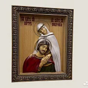 Икона резная Святые Петр и Феврония Муромские — красивый подарок — фотография 2