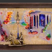 На память: Бронзовая картина «Предложение. Пятигорск. Старый ресторан Провал» с подсветкой — фотография 4