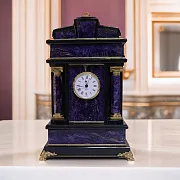 Каминные часы из чароита и долерита — красивый подарок — фотография 1