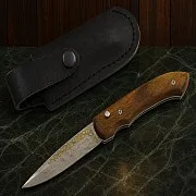 Рабочий складной нож №4, дамаск — красивый подарок — фотография 1