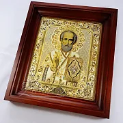 Ручная работа: Икона Николая Чудотворца /в киоте/. Златоуст — фотография 7
