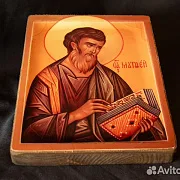 Икона деревянная "Святой Апостол Матвей" — необычный подарок — фотография 3