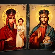 В подарок: Складень деревянный. Венчальная пара Богоматерь и — фотография 2