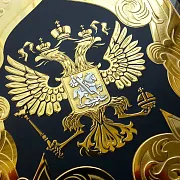 Кожаная обложка для автодокументов «Герб РФ» — красивый подарок — фотография 5