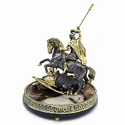 Ручная работа: Статуэтка «Георгий Победоносец» из бронзы с яшмой — фотография 2