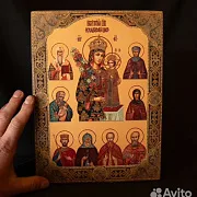Икона Богоматери "Неувядаемый цвет со святыми" — красивый подарок — фотография 1