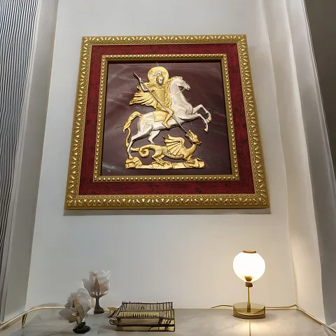 Панно «Георгий Победоносец» на яшме — красивый подарок