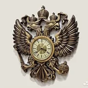 Часы с гербом РФ, резные из массива ясеня — красивый подарок — фотография 6
