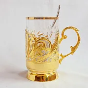 Латунный подстаканник «Узор» №2 из Златоуста — красивый подарок — фотография 4