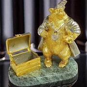 Подарочная композиция "Медведь с сундуком". Позолоченная — фотография 1