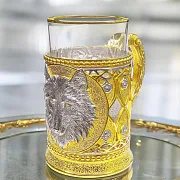 Подстаканник для чая «Волк» из бронзы — красивый подарок — фотография 1