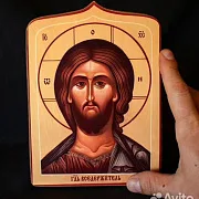 Икона "Господь Вседержитель" дерево, ручная работа — необычный подарок — фотография 2