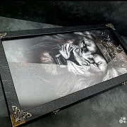 Нарды под стеклом «Лев» — необычный подарок — фотография 8