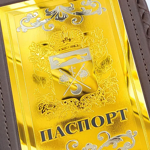 Кожаная обложка на паспорт «Герб Оренбургской области» в подарок