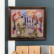 На память: Картина «Вечерняя прогулка. Ессентуки» на ониксе с подсветкой — фотография 1