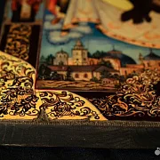 На память: Икона на дереве "Спас с Архангелами" Ручная работа — фотография 5