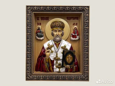 Святой Николай Чудотворец икона из дерева — оригинальный подарок
