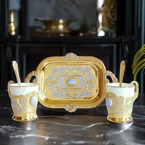 Кофейная пара из фарфора с агатом. Златоуст — красивый подарок