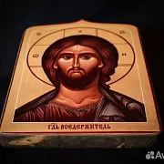Икона "Господь Вседержитель" дерево, ручная работа — необычный подарок — фотография 4